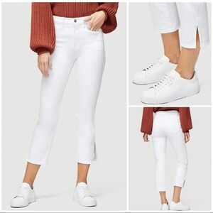 Frame Sz 26 White Le Sylvie Crop High Rise Straight Fit Jeans Side Slit